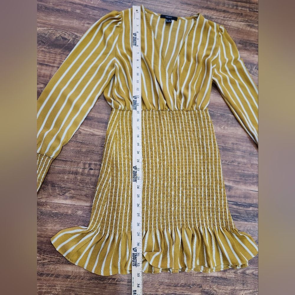 Forever 21 Mustard and White Striped Long Sleeve Dress - Picture 9 of 11
